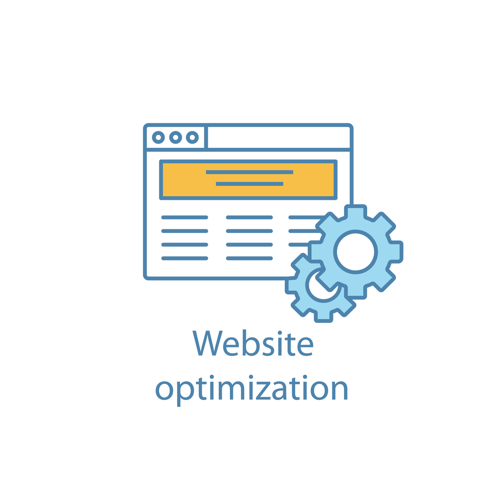 网站优化颜色图标SEO网站开发网页和齿轮网络营销孤立的矢量图网站优化颜色图标
